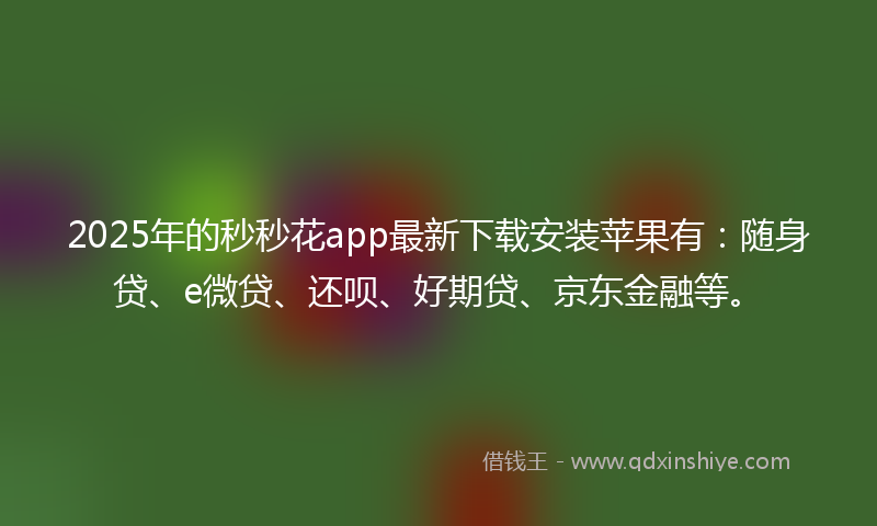 2025年的秒秒花app最新下载安装苹果有：随身贷、e微贷、还呗、好期贷、京东金融等。