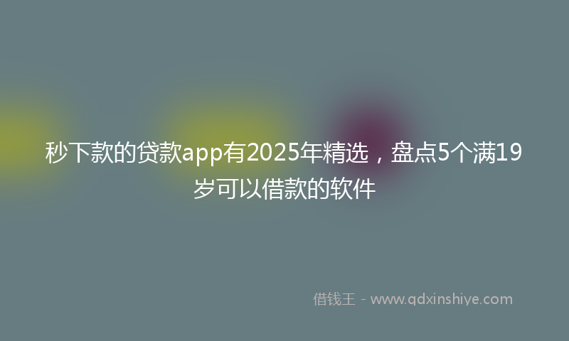 秒下款的贷款app有2025年精选，盘点5个满19岁可以借款的软件