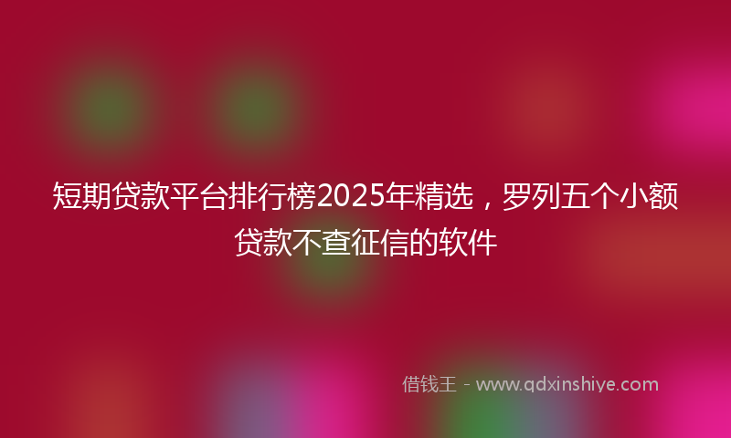 短期贷款平台排行榜2025年精选，罗列五个小额贷款不查征信的软件
