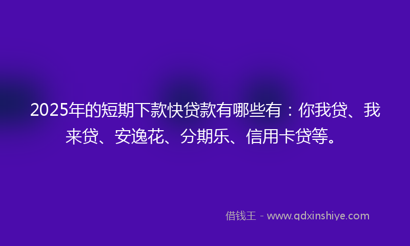 2025年的短期下款快贷款有哪些有：你我贷、我来贷、安逸花、分期乐、信用卡贷等。