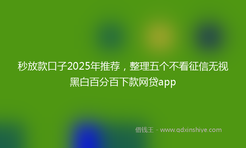 秒放款口子2025年推荐，整理五个不看征信无视黑白百分百下款网贷app