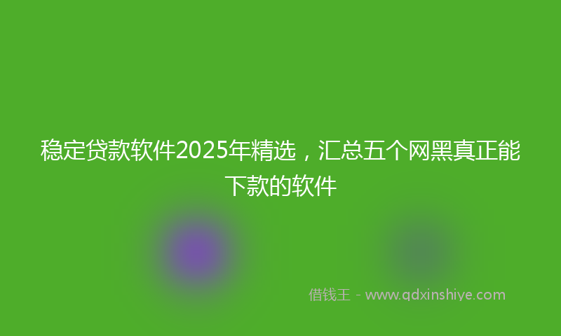 稳定贷款软件2025年精选，汇总五个网黑真正能下款的软件