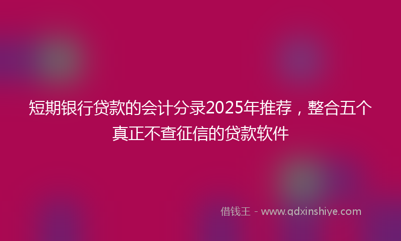 短期银行贷款的会计分录2025年推荐，整合五个真正不查征信的贷款软件