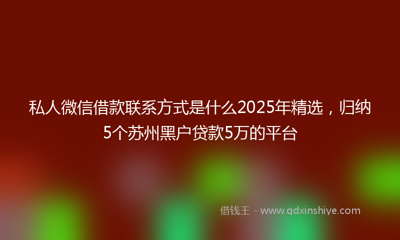 私人微信借款联系方式是什么2025年精选，归纳5个苏州黑户贷款5万的平台