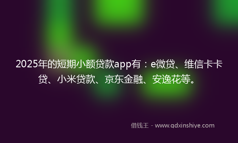 2025年的短期小额贷款app有：e微贷、维信卡卡贷、小米贷款、京东金融、安逸花等。
