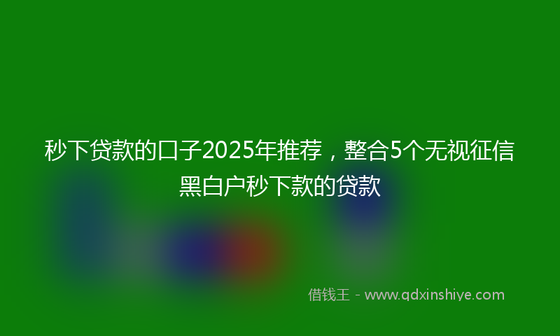 秒下贷款的口子2025年推荐，整合5个无视征信黑白户秒下款的贷款