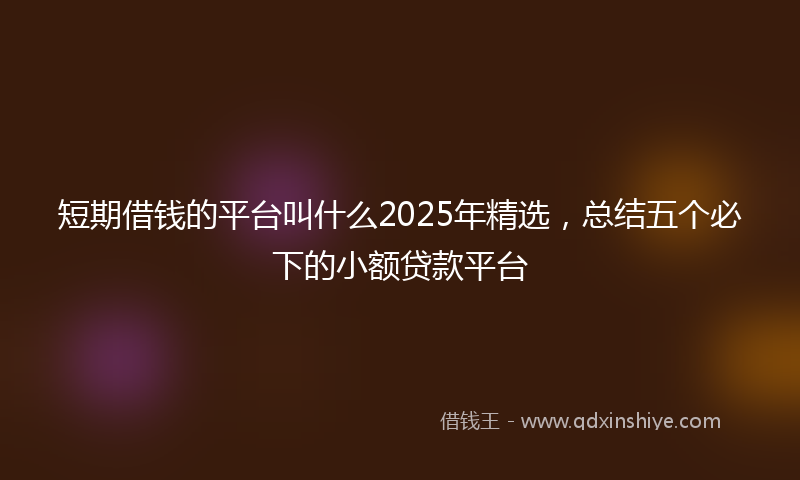 短期借钱的平台叫什么2025年精选，总结五个必下的小额贷款平台
