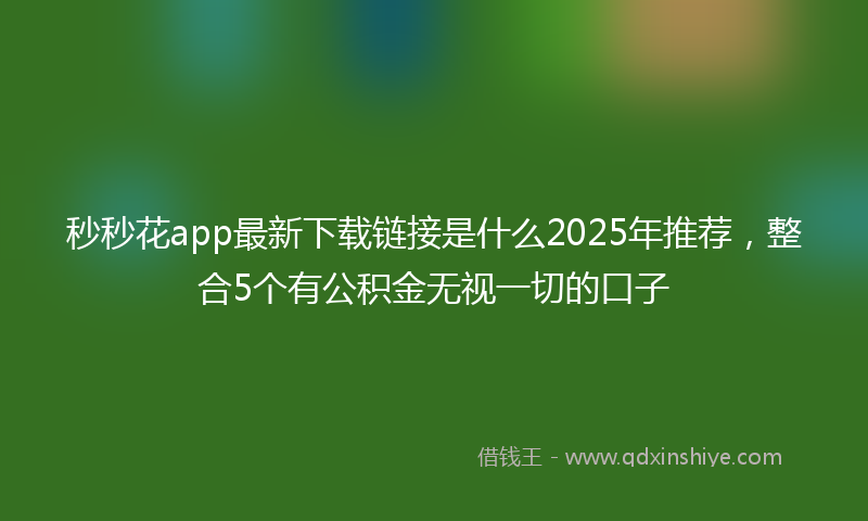 秒秒花app最新下载链接是什么2025年推荐，整合5个有公积金无视一切的口子