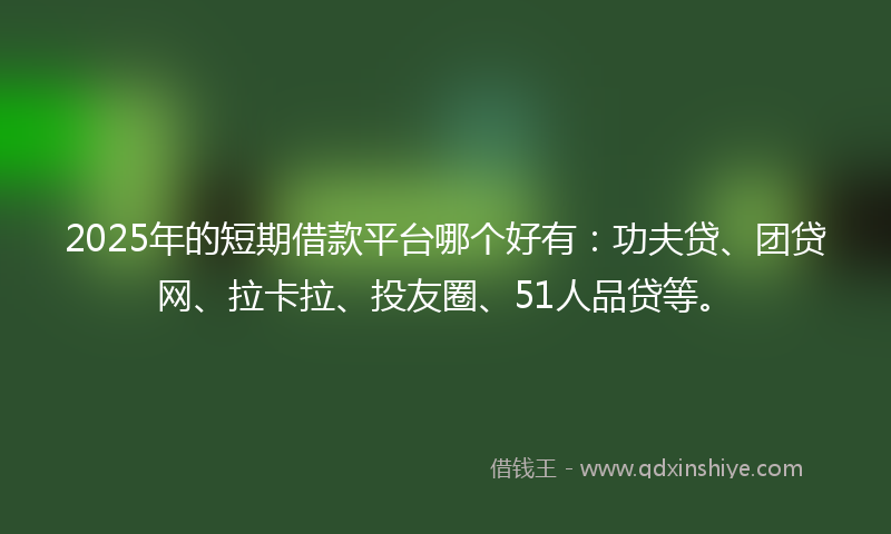 2025年的短期借款平台哪个好有：功夫贷、团贷网、拉卡拉、投友圈、51人品贷等。