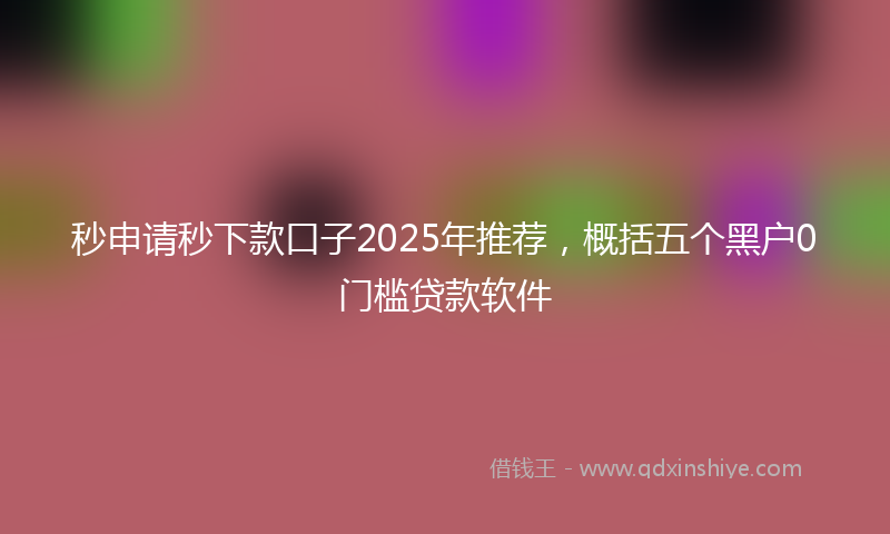 秒申请秒下款口子2025年推荐，概括五个黑户0门槛贷款软件