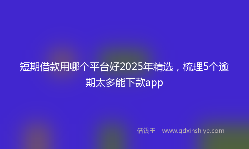 短期借款用哪个平台好2025年精选，梳理5个逾期太多能下款app