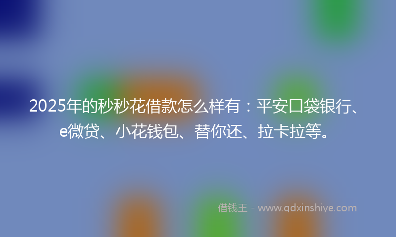 2025年的秒秒花借款怎么样有：平安口袋银行、e微贷、小花钱包、替你还、拉卡拉等。