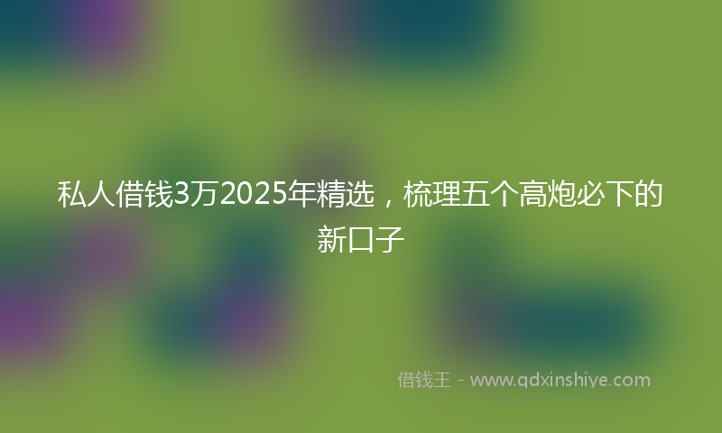 私人借钱3万2025年精选，梳理五个高炮必下的新口子