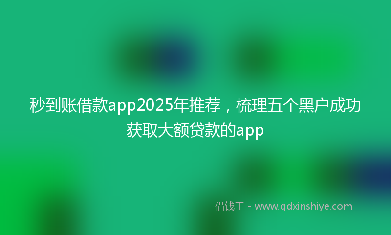 秒到账借款app2025年推荐，梳理五个黑户成功获取大额贷款的app