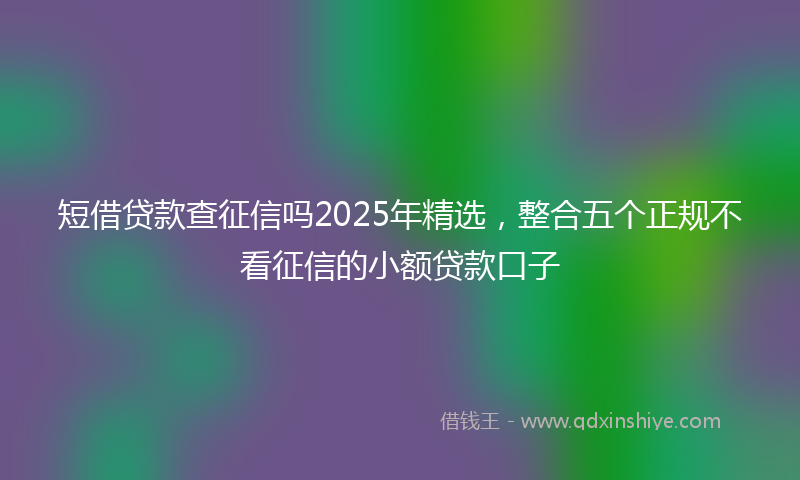 短借贷款查征信吗2025年精选，整合五个正规不看征信的小额贷款口子