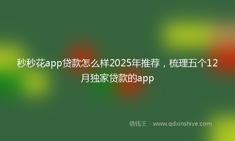 秒秒花app贷款怎么样2025年推荐，梳理五个12月独家贷款的app