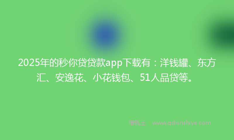 2025年的秒你贷贷款app下载有：洋钱罐、东方汇、安逸花、小花钱包、51人品贷等。
