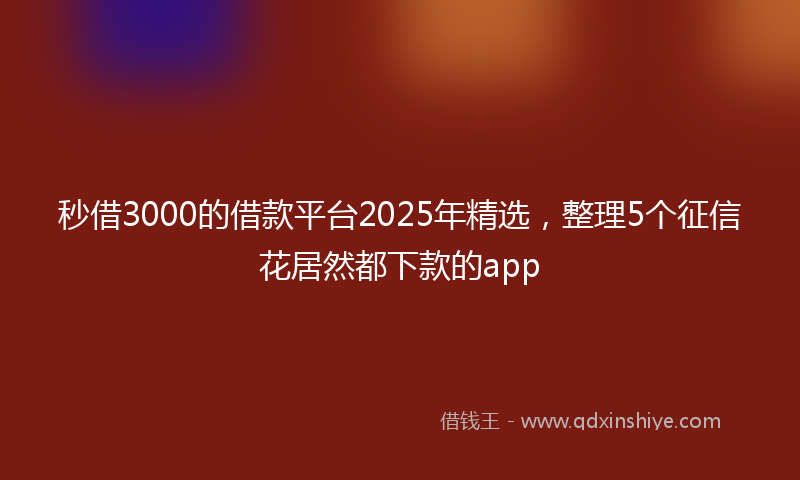 秒借3000的借款平台2025年精选，整理5个征信花居然都下款的app