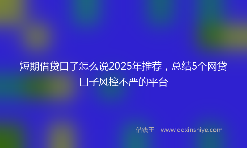 短期借贷口子怎么说2025年推荐，总结5个网贷口子风控不严的平台