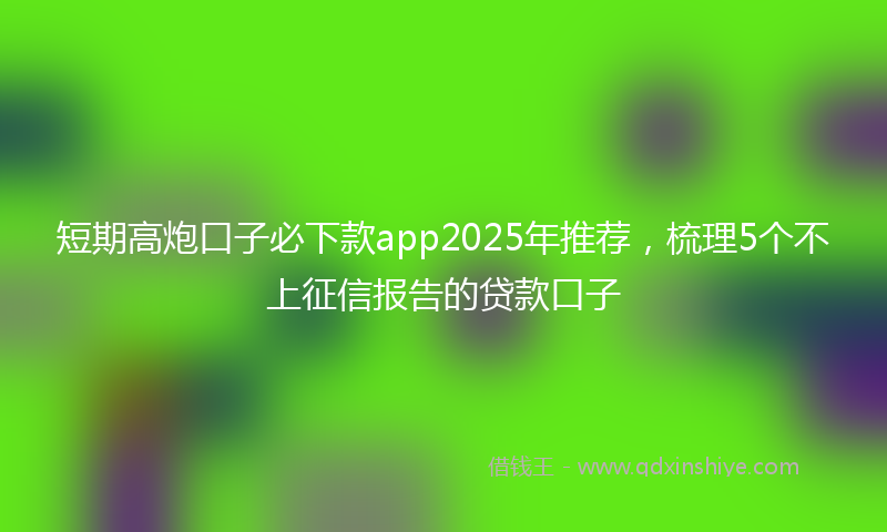 短期高炮口子必下款app2025年推荐，梳理5个不上征信报告的贷款口子
