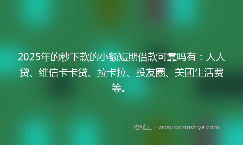 2025年的秒下款的小额短期借款可靠吗有：人人贷、维信卡卡贷、拉卡拉、投友圈、美团生活费等。