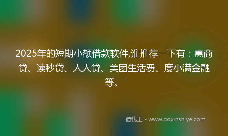 2025年的短期小额借款软件,谁推荐一下有：惠商贷、读秒贷、人人贷、美团生活费、度小满金融等。