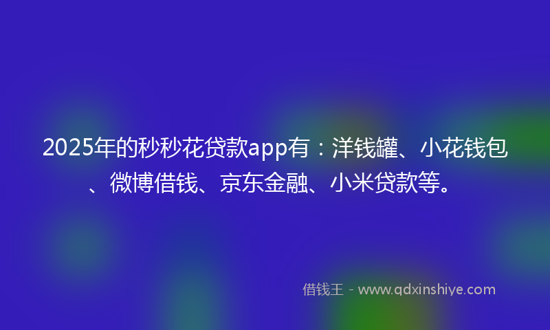 2025年的秒秒花贷款app有：洋钱罐、小花钱包、微博借钱、京东金融、小米贷款等。