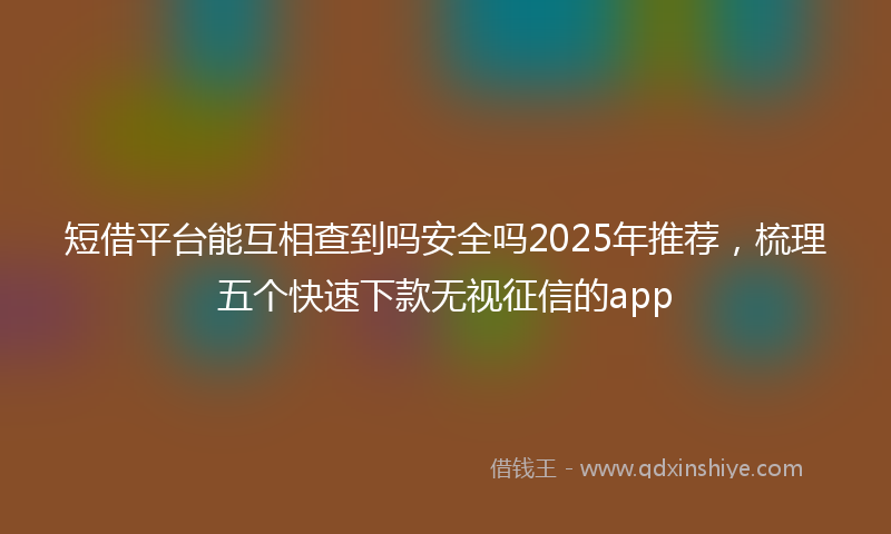 短借平台能互相查到吗安全吗2025年推荐，梳理五个快速下款无视征信的app