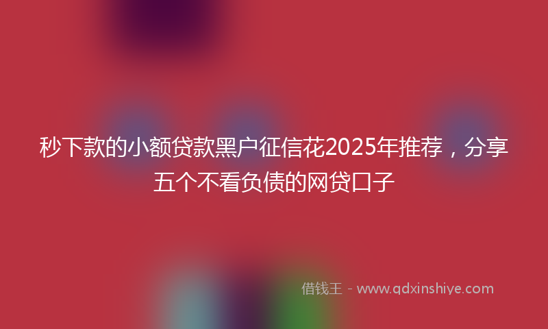 秒下款的小额贷款黑户征信花2025年推荐，分享五个不看负债的网贷口子