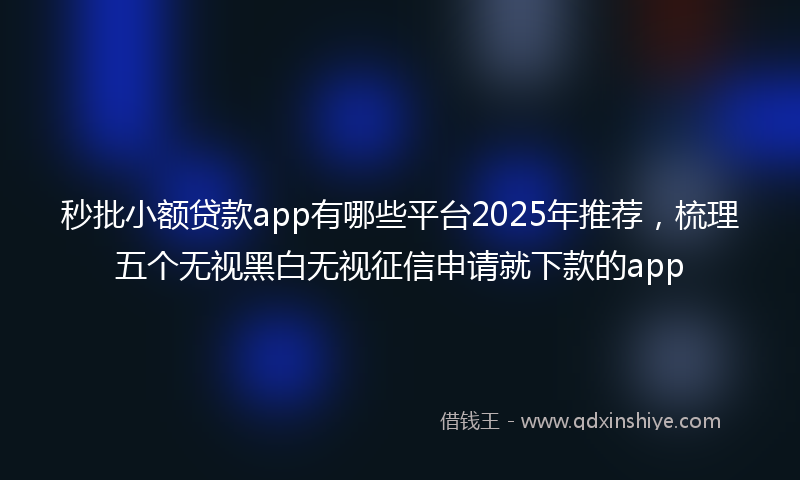 秒批小额贷款app有哪些平台2025年推荐，梳理五个无视黑白无视征信申请就下款的app
