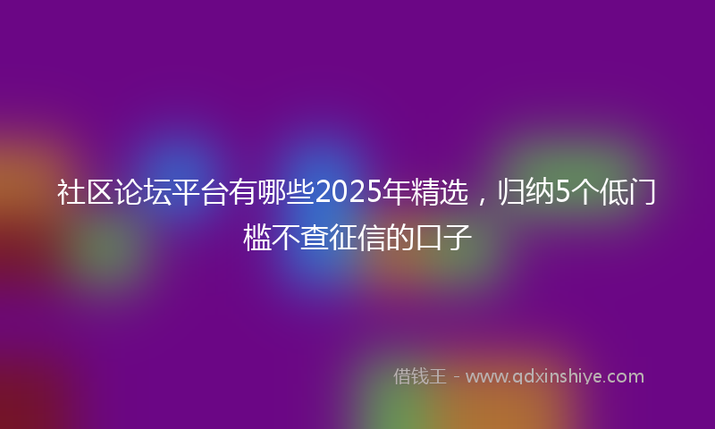 社区论坛平台有哪些2025年精选，归纳5个低门槛不查征信的口子