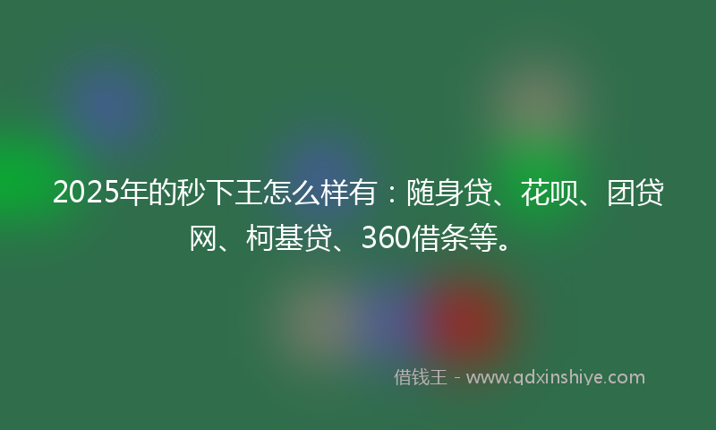 2025年的秒下王怎么样有：随身贷、花呗、团贷网、柯基贷、360借条等。