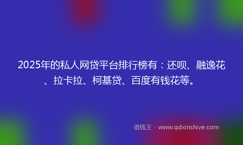 2025年的私人网贷平台排行榜有：还呗、融逸花、拉卡拉、柯基贷、百度有钱花等。