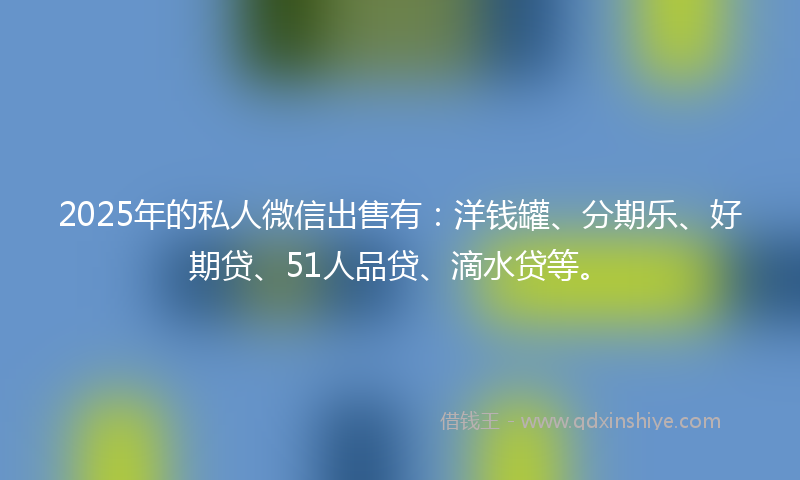 2025年的私人微信出售有：洋钱罐、分期乐、好期贷、51人品贷、滴水贷等。