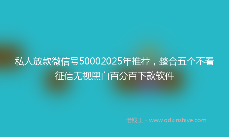 私人放款微信号50002025年推荐，整合五个不看征信无视黑白百分百下款软件