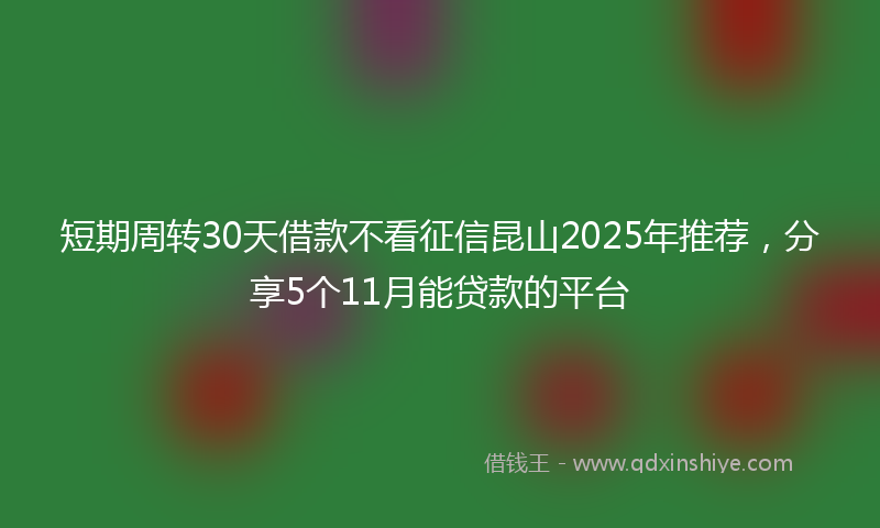 短期周转30天借款不看征信昆山2025年推荐，分享5个11月能贷款的平台