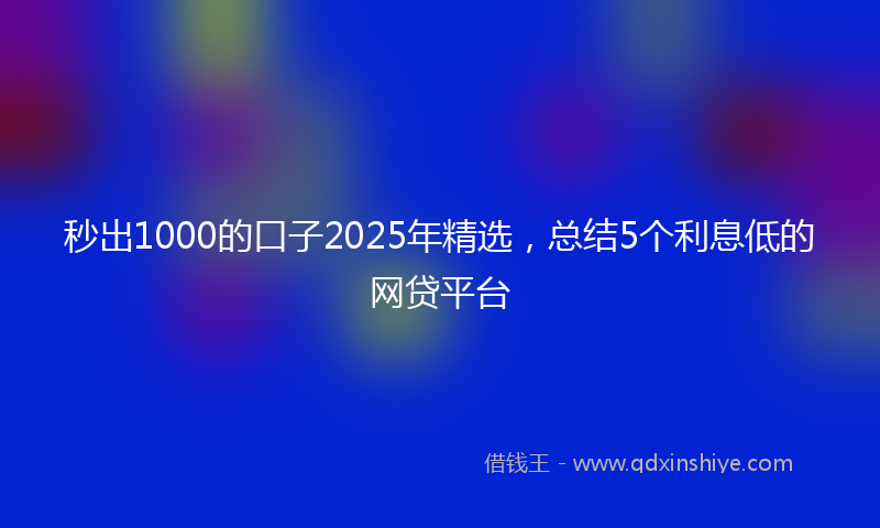 秒出1000的口子2025年精选，总结5个利息低的网贷平台