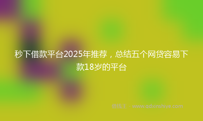秒下借款平台2025年推荐，总结五个网贷容易下款18岁的平台