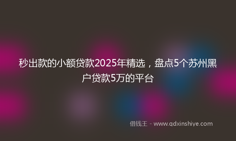 秒出款的小额贷款2025年精选，盘点5个苏州黑户贷款5万的平台