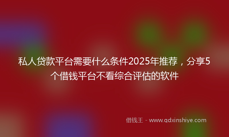私人贷款平台需要什么条件2025年推荐，分享5个借钱平台不看综合评估的软件