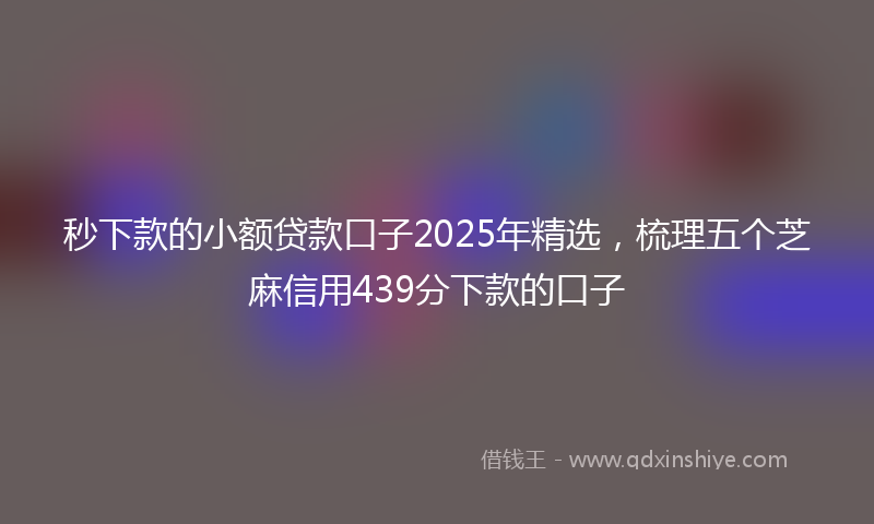 秒下款的小额贷款口子2025年精选，梳理五个芝麻信用439分下款的口子