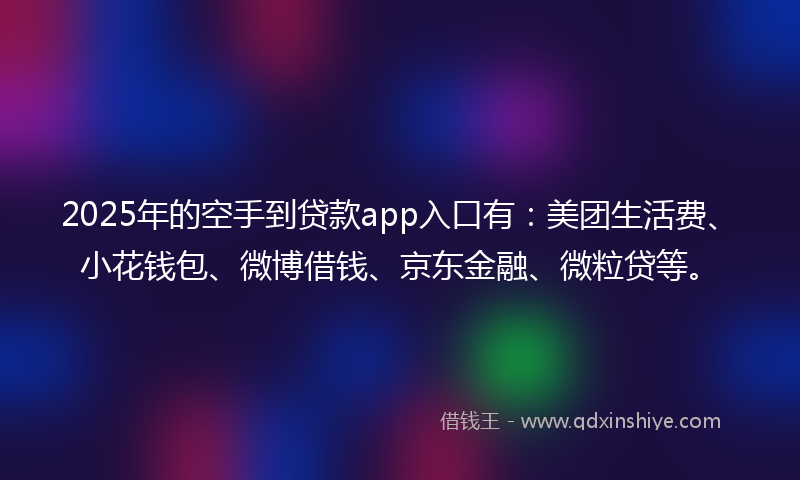 2025年的空手到贷款app入口有：美团生活费、小花钱包、微博借钱、京东金融、微粒贷等。