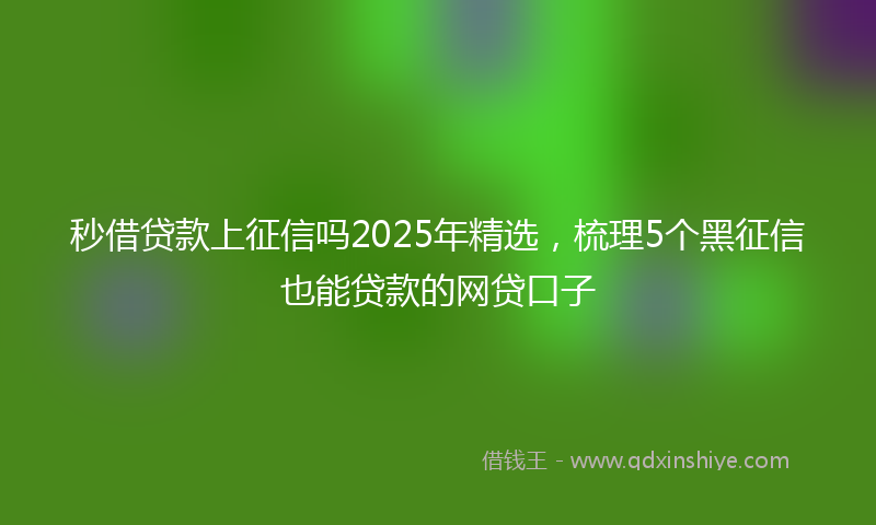 秒借贷款上征信吗2025年精选，梳理5个黑征信也能贷款的网贷口子