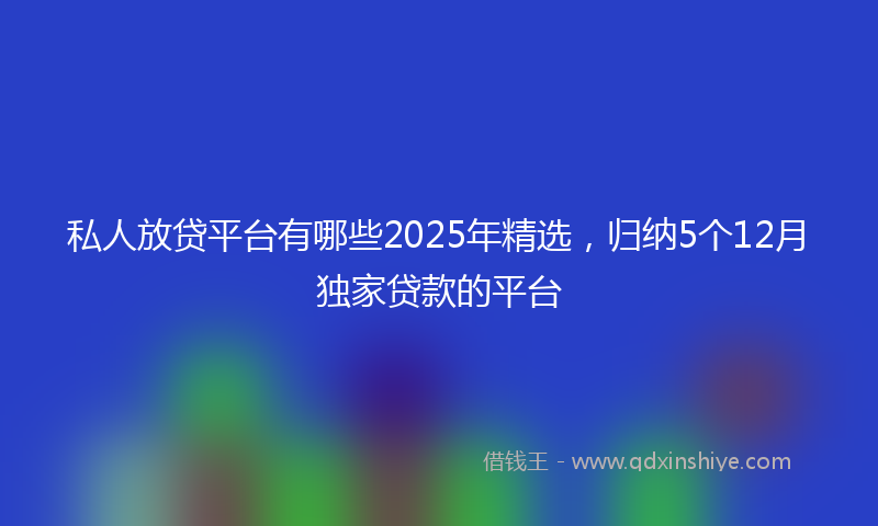 私人放贷平台有哪些2025年精选，归纳5个12月独家贷款的平台