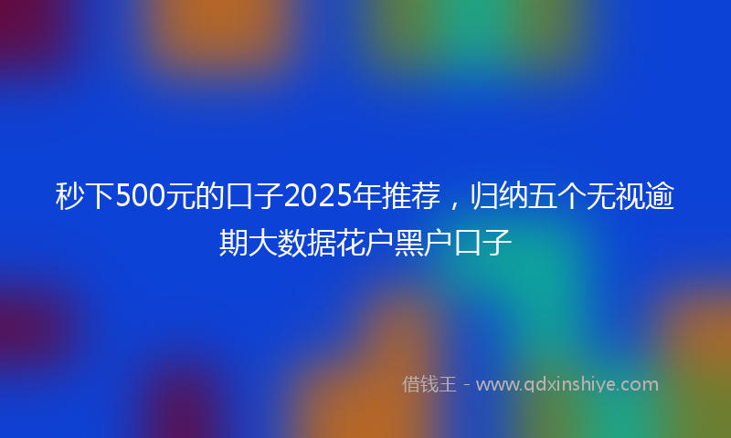 秒下500元的口子2025年推荐，归纳五个无视逾期大数据花户黑户口子