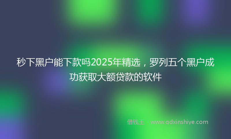 秒下黑户能下款吗2025年精选，罗列五个黑户成功获取大额贷款的软件
