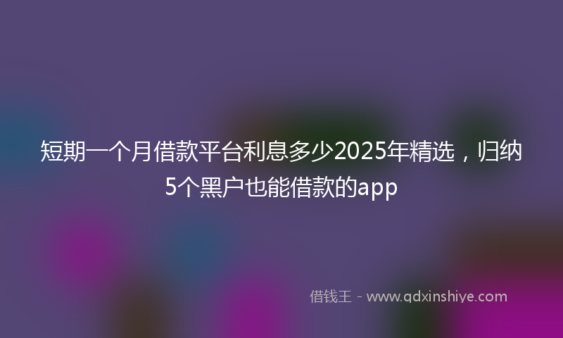 短期一个月借款平台利息多少2025年精选，归纳5个黑户也能借款的app
