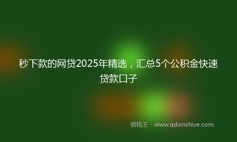 秒下款的网贷2025年精选，汇总5个公积金快速贷款口子