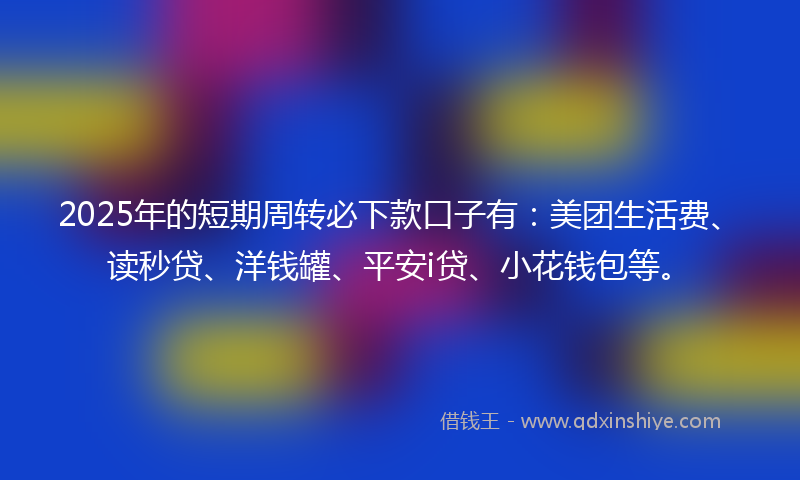 2025年的短期周转必下款口子有：美团生活费、读秒贷、洋钱罐、平安i贷、小花钱包等。