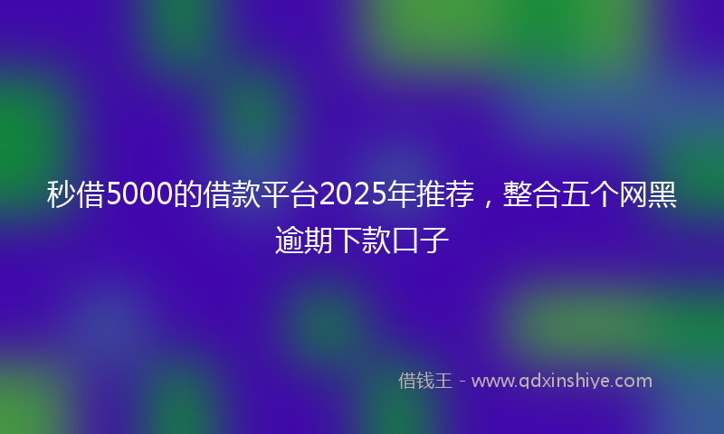 秒借5000的借款平台2025年推荐，整合五个网黑逾期下款口子